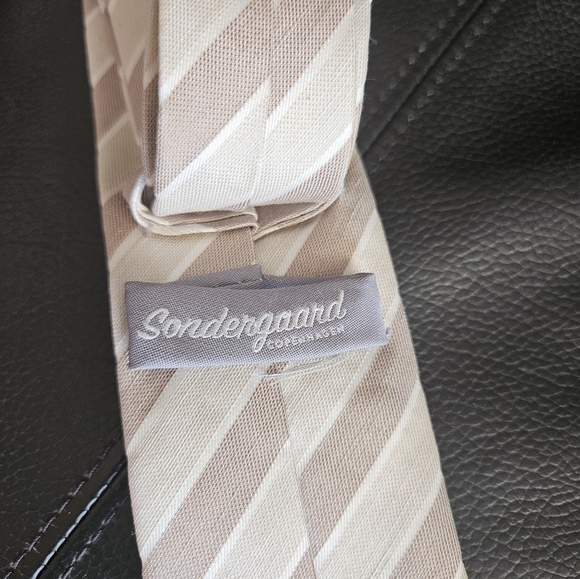 Sondergaard brown white linen tie - Picture 2 of 4